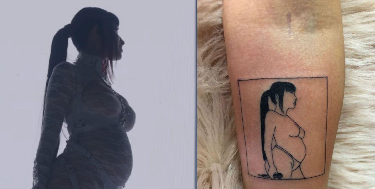 FOTO: Cazzu reacciona a fan que se tatuó su silueta embarazada