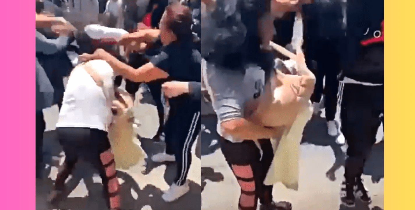 VÍDEO: golpean a estudiante y a su madre con bebé en brazos afuera de una secundaria
